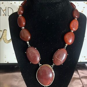 Vintage Statement Red Stone Necklace #78012Purp
